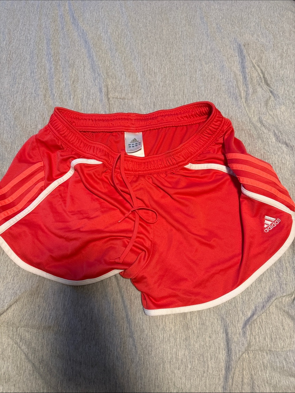 adidas Red Running Shorts with White Trim